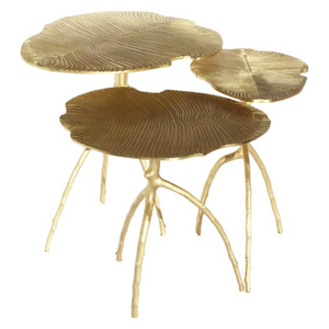 Mesas de Centro de Lujo con Diseño Único y Elegante, Marco de Metal Chapado en Oro de Primera Calidad, con Tapa Redonda de Mármol Blanco - Product Image 4