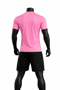 Ensemble de maillots de football personnalisés pour hommes, uniforme de football rose et noir rayé, kit d'équipe respirant et à séchage rapide, vêtements de sport OEM ODM - Product Image 4