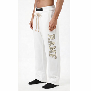 Pantalon de jogging vintage en coton pour homme, coupe ample, avec logo brodé personnalisé sur la taille, effet usé et délavé au soleil, délavé à l'acide - Product Image 4