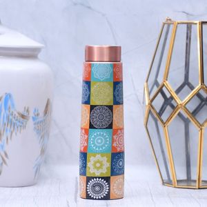 Botella de Agua de Cobre EUROHOME con Diseño Fractal Novedoso, Juego de Taza y Tapa Portátil para Viajes, Ideal para Bodas - Product Image 6