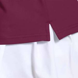 เสื้อโปโลแขนสั้นสีเบอร์กันดีสำหรับผู้หญิง สีพื้น ดีไซน์กระดุมแบบลำลอง ทรงปกติ - Product Image 6