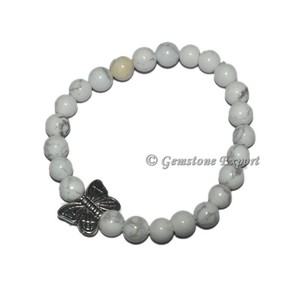 Pulsera de Moda con Dijes de Mariposa de Howlite Blanca, Venta al por Mayor - Product Image 1