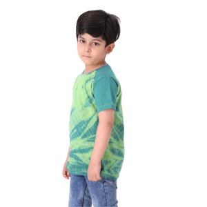 Camiseta de algodón puro tejido para niños, cuello redondo de longitud Regular, Media manga, corbata de loro y tinte, 100% - Product Image 2