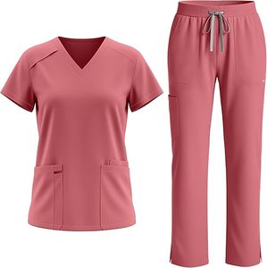 Uniforme Médico Unisex de Fábrica Directa, Blusa de Cuello en V de Algodón y Poliéster, Pantalones Rectos con 9 Bolsillos, Corte Ajustado - Product Image 1