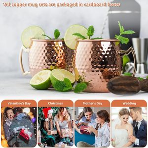 Premium Quality Reine International 450ml Moscow Mule <b>Beer</b> Mug Pure Copper Brass Handle Hammered Metal Leak Proof BPA Free - Product Image 4
