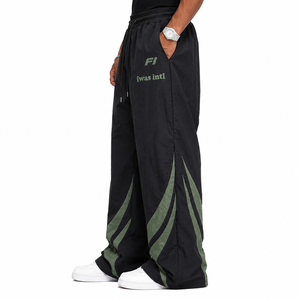 Custom Women's Sweatpants Wide Leg Contrast Panel Track Pants Casual Streetwear Loose Fit <b>Trousers</b> OEM Private Label men's pants - Product Image 1