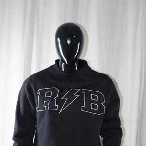 Sudadera R B BLACK con Cuello Alto, 100% Algodón, Apliques Blancos y Negros Bordados, CLUSH SPORTS, Invierno - Product Image 2