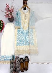 Trajes Punjabi para mujer, traje Farshi Salwar Kameez con lentejuelas y bordados, diseño indio, para bodas, fiestas, festivales, vestido abaya. - Product Image 1