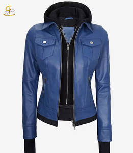 Chaqueta de cuero con capucha para mujer, diseño personalizado OEM, doble cremallera, moda moderna de invierno para países occidentales - Product Image 1