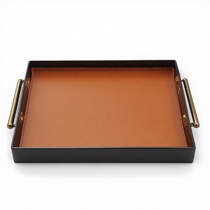 Plateau élégant en cuir pleine fleur, conçu pour les espaces intérieurs haut de gamme, avec une texture naturelle et un caractère décoratif sophistiqué - Product Image 5