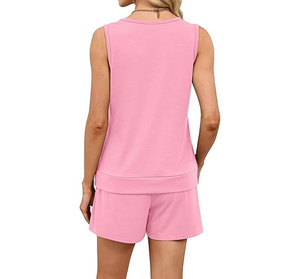 High Quality Cotton satin fabric set Breathable eco-friendly shirt Summer short sleeves shirt Elastic waist shorts - Product Image 2