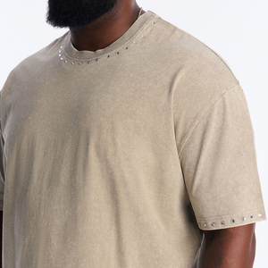 Men Rhinestone Custom T Shirt Short Sleeve Custom Vintage Washed <b>Tshirt</b> High Quality Faded 100% Cotton Oversize Men's T-Shirts - Product Image 3