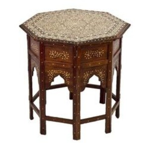 Table d'appoint de style marocain en bois de manguier artisanal, plateau octogonal, design gravé, pour salon, à prix économique - Product Image 2
