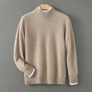 Pull-over ample pour homme à col semi-montant en 100% pure laine, à manches longues, tricoté, idéal pour l'hiver – Meilleure vente - Product Image 5