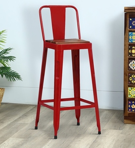 Raglan PU Leather <b>Adjustable</b> <b>Bar</b> <b>Stool</b> Red Color Modern Industrial Counter Height Kitchen Furniture Powder Coated Steel - Product Image 6