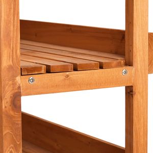 Tavolo da Giardinaggio Pieghevole per Esterni, Postazione di Lavoro in Legno per Orticoltura con 2 Ripiani e 3 Ganci, Piano in Metallo - Product Image 6