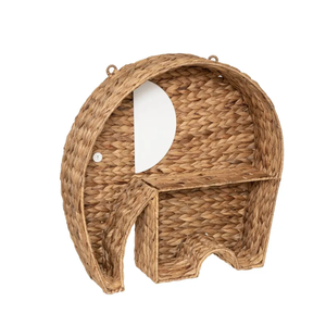 Cute <b>elephant</b> water hyacinth wall shelf kid handwoven rattan wicker shelves nursery toy organizer storage basket <b>decor</b> wholesale - Product Image 2