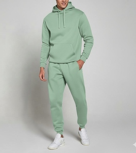 Ensemble de survêtement décontracté pour homme en molleton vert uni avec sweat à capuche et pantalon de jogging pour l'automne - Product Image 3