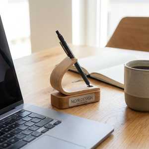 Porte-stylos en bois, organisateur de bureau, type minimaliste, support de rangement en bois à un seul niveau pour usage de bureau - Product Image 3