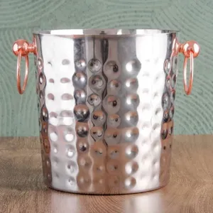 Seau à boissons robuste en acier inoxydable 5L, plaqué or rose, pour champagne, vin et boissons froides, approvisionnement en gros OEM - Product Image 1