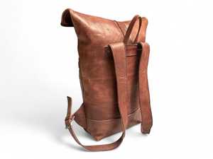 Professional Leather <b>Roll</b> Top <b>Backpack</b> Genuine Cowhide Travel Rucksack Mens Laptop Bag Corporate Gift OEM LTBP-0108 - Product Image 6