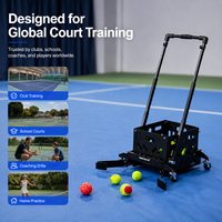 Outil de ramassage de balles de tennis et de pickleball, panier de collecte roulant, poignée pliable, hauteur réglable, 4 roues pour les entraînements sur le terrain