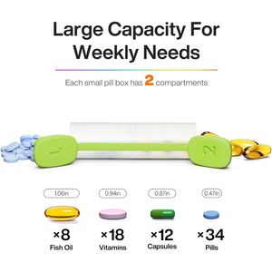 Grande Organizzatore Settimanale di Pillole AM/PM, Portapillole Giornaliero per Vitamine, Oli di Pesce e Integratori - Product Image 3