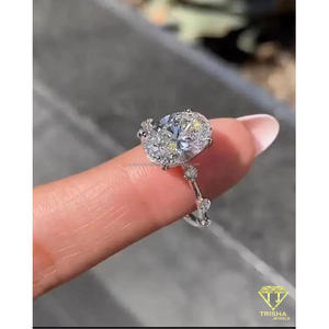 แหวนมอสซาไนต์ทรงรี VVS เงินแท้ 925 แหวนหมั้น แหวนแต่งงาน เครื่องประดับหรูหราสง่างามสำหรับสุภาพสตรี โดย Trisha Jewels Fine - Product Image 5