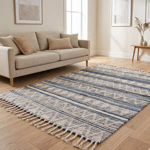 Geometric Bohemian Hand Knotted Wool Area <b>Rug</b> Rectangle MediumPile Living Room Use Durable Cotton Tufted <b>Boho</b> <b>Rug</b> - Product Image 2