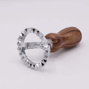 Round <b>Dessert</b> Pastry Dumpling Wrapper Mold Small Wooden Handle Dough Press Kitchen Tool Durable Reusable - Product Image 3