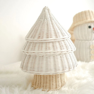 Beautiful white rattan xmas ornaments christmas tree small <b>pine</b> trees table display decoration - Product Image 2
