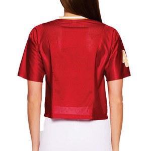 Camisetas de Mujer Personalizadas de Satén y Malla, Estilo Jersey de Fútbol Americano, Cuello en V, Top Corto de Moda, Ropa Deportiva, Marca Privada OEM - Product Image 2