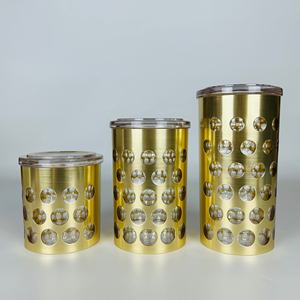 Tarro de caramelo de plástico acrílico dorado con diseño de puntos - Product Image 3