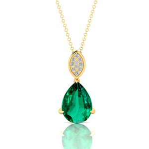 Gold Plated Lab Grown Diamond <b>Emerald</b> Cut Halo <b>Pendant</b> Necklace IGI Certified Luxury Minimalist Jewelry Gift for Women Charm - Product Image 3