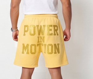 <b>Men's</b> Baggy <b>Sweat</b> <b>Shorts</b> Casual 100% Polyester Fleece Breathable Mid Elastic Waist Rhinestone Baggy Loose Fit Knitted <b>Short</b> <b>Men</b> - Product Image 3