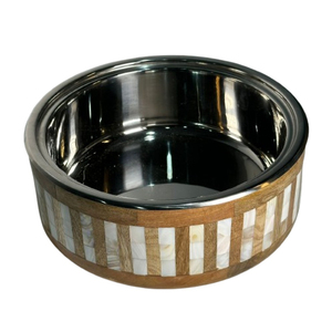 Wood & Metal <b>Serving</b> <b>Dish</b> <b>Set</b> Of 3 Mother-of-Pearl Hand Inlay Design With Chrome Lid For Elegant Dining And Home Decoration - Product Image 4