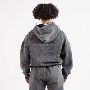 2024 High Quality Heavyweight Acid Washed Hoodie and <b>Sweatpants</b> <b>Set</b> Vintage Custom Mens French Terry Cotton Streetwear Tracksuit - Product Image 3