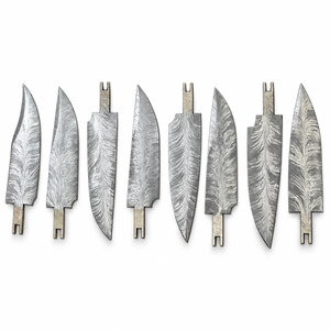Lame de couteau en acier Damas à motif plume de 7 pouces en gros pour fabricants de couteaux personnalisés, fournisseur B2B de lames de couteau OEM - Product Image 1