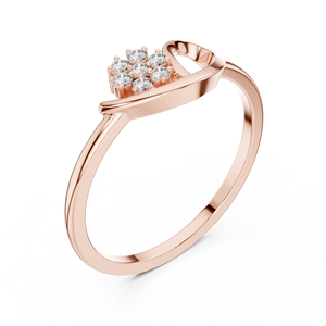 Bague de Fiançailles et de Promesse Minimaliste Ajustable pour Femme en Or Rose Luxe avec Diamant de Laboratoire en Grappe Florale Infinie - Product Image 3
