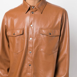 Chemise en cuir pour homme tendance, 100% coton, style décontracté unique, en vente en ligne - Product Image 5