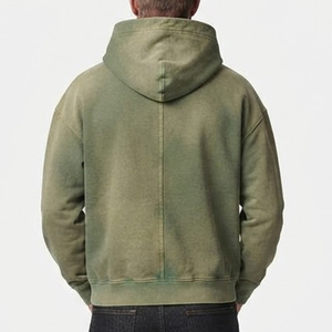 Sudadera con Capucha Verde Oliva para Hombre, Venta al Por Mayor, Personalizada, de Algodón French Terry, Informal, para Otoño, con Bolsillos, Corte Regular - Product Image 2