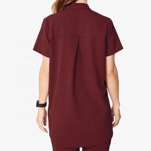 Women's V-Neck <b>Scrub</b> <b>Top</b> With Pockets Hospital Uniform Maternity Workwear Stretch Fabric - Product Image 3