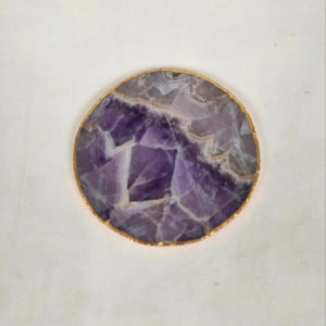 Posavasos de amatista hechos a medida con bordes dorados para bodas, ideales para decoración de mesas en tiendas y hogares, piedras de ágata. - Product Image 1
