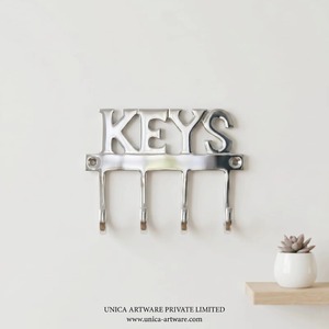 Porte-clés mural de qualité supérieure KEYS, en acier inoxydable moderne, avec 4 crochets pour l'entrée, la décoration de la maison, le rangement mural - Product Image 5