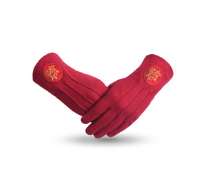 Gants en coton maçonniques rouges Heroines of Jericho avec patch brodé rond, couleurs personnalisées, pour usage sportif, durables et respirants - Product Image 1