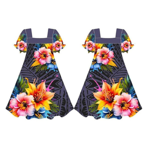 Polyester Printed Floral Polynesian Eco-Friendly Anti-Wrinkle Breathable Mumu Dress Women Custom Sublimated Print custom - Product Image 3