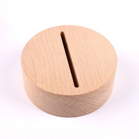 Vente en gros de petite base de veilleuse 3D en acrylique, lampe de nuit créative, décoration de bricolage, base ronde en bois