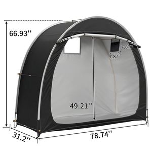 Tenda Nera per Biciclette 6.8x2.6FT con Arco, Copertura per Bici in Tessuto Oxford 210D PU Argentato con Borsa per il Trasporto e lo Stoccaggio - Product Image 5