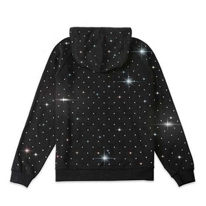 Sweat à capuche zippé vintage de haute qualité en coton 100% avec strass, coupe ample, pour hommes - Product Image 2