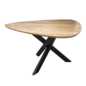 Table de salle à manger compacte en bois d'acacia massif et métal, pliable, durable, finition naturelle et noire, pour la maison, l'hôtel, la cuisine, le restaurant - Product Image 4